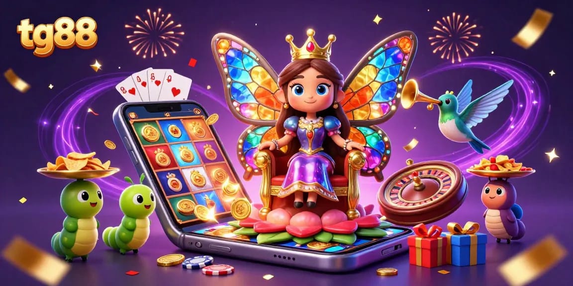 Engage with thrilling tg88 slot experiences as vibrant characters celebrate wins with games and prizes.