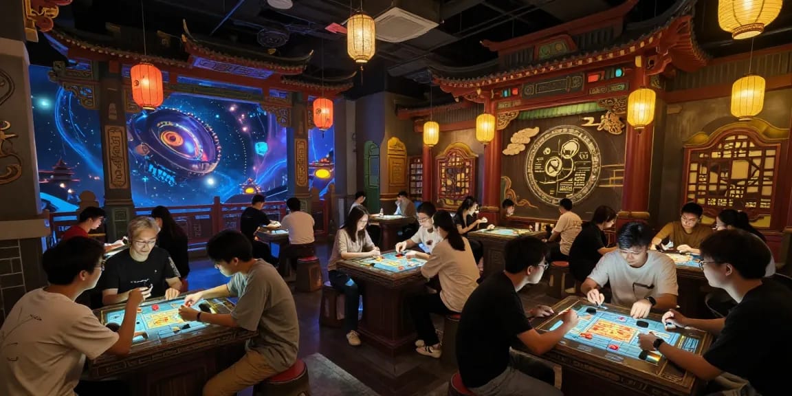 Engaging players in ROKOK88 exploring mysterious rooms with intricate Eastern architecture and interactive puzzles.