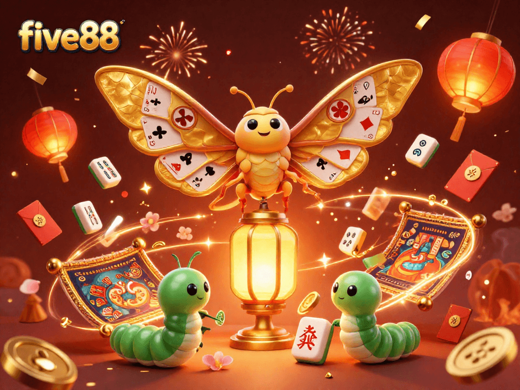 Experience the excitement of five88 with vibrant casino visuals and festive elements.