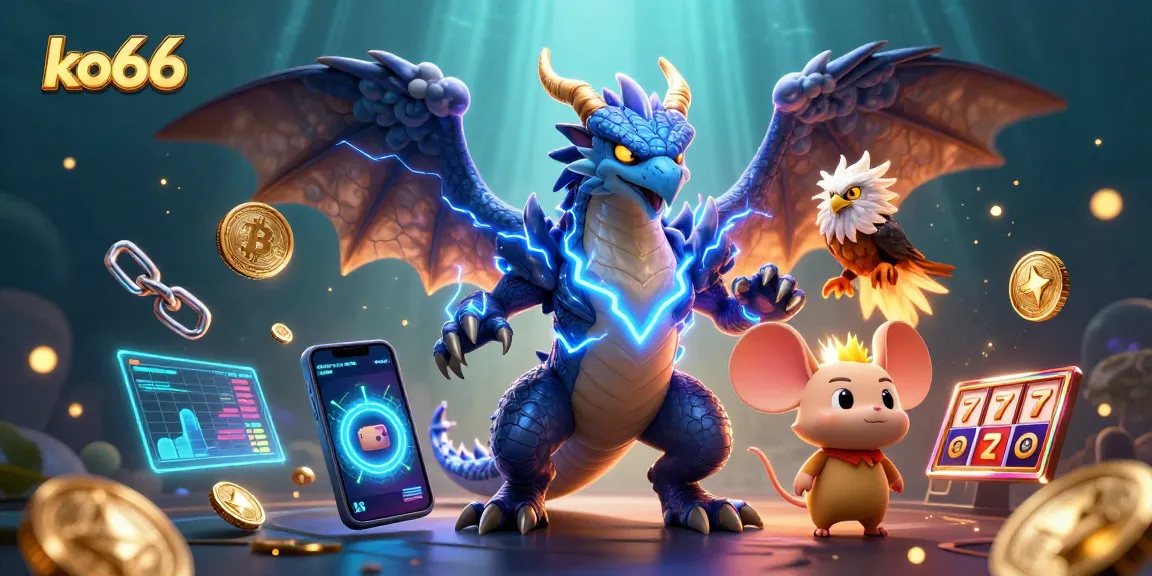 Join the thrilling ko66 experience with electrifying gaming characters amid vibrant casino visuals.