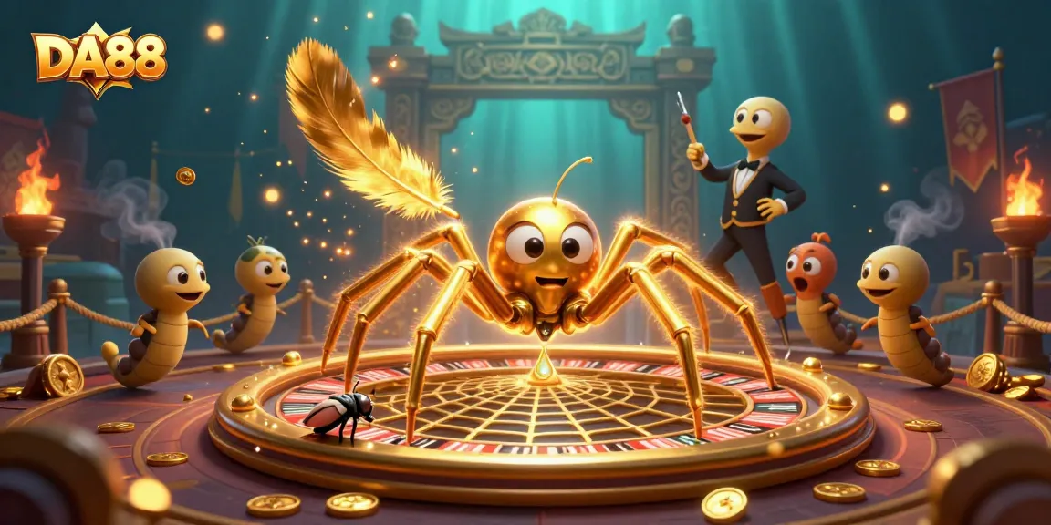 Place your bets at DA88 with a captivating roulette wheel designed by a golden spider.